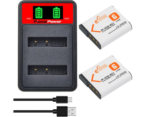 Комплект із 2 акумуляторів Pickle Power NP-BG1 та зарядного пристрою для Sony