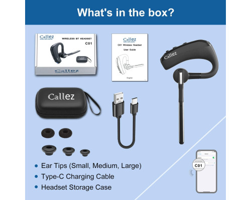 Бездротова гарнітура Callez Bluetooth з двома мікрофонами та шумозаглушенням