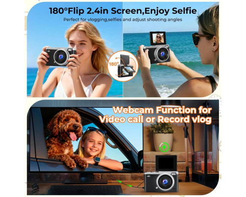 Цифрова фотокамера Maxmango 64MP 4K із поворотним на 180° екраном