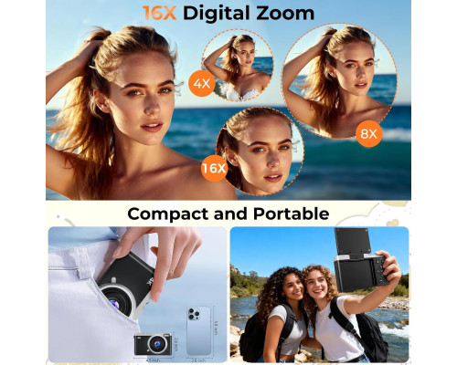 Цифрова фотокамера Maxmango 64MP 4K із поворотним на 180° екраном