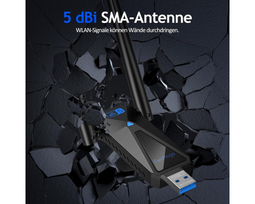 Мережевий USB адаптер Wi-Fi 1300 Мбіт/с з 2 антенами
