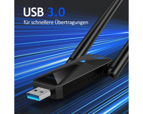 Мережевий USB адаптер Wi-Fi 1300 Мбіт/с з 2 антенами