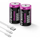 Акумуляторні батарейки 8800mWh з USB-C зарядкою (комплект 2 шт)