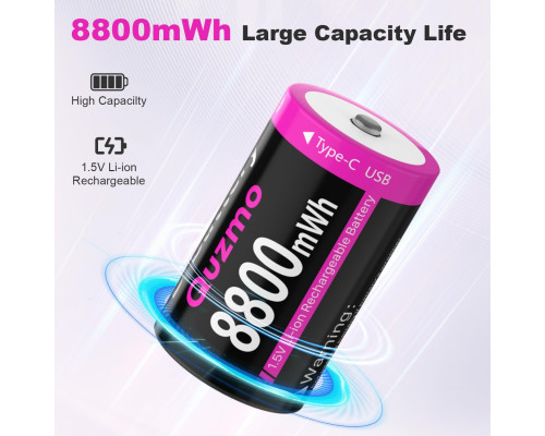 Акумуляторні батарейки 8800mWh з USB-C зарядкою (комплект 2 шт)
