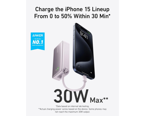 Повербанк Anker 10000 мА·год з вбудованим кабелем USB-C