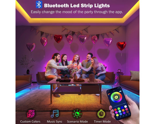 Світлодіодні стрічки  10 м із синхронізацією музики Bluetooth