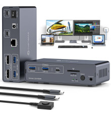 Док-станція USB-C з KVM-перемикачем для 2 ПК та 2 моніторів