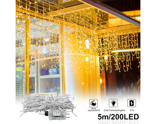 Світлодіодна гірлянда-штора 10 м, 400 LED, теплий білий для дому
