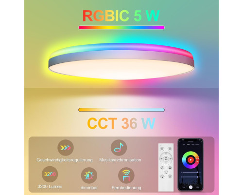 Світильник стельовий LED з регулюванням яскравості RGB