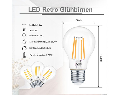 LED лампи EXTRASTAR  8 Вт тепле світло 2700K 950 лм (5 шт)