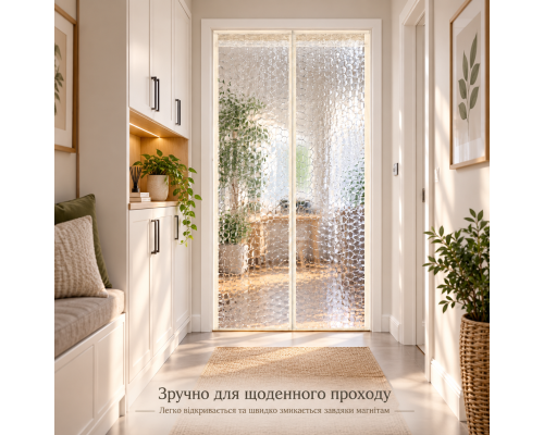 Прозора магнітна EVA-штора на двері Water-Cube з автоматичним закриванням та теплоізоляційним ефектом (розмір 90 x 220 см)