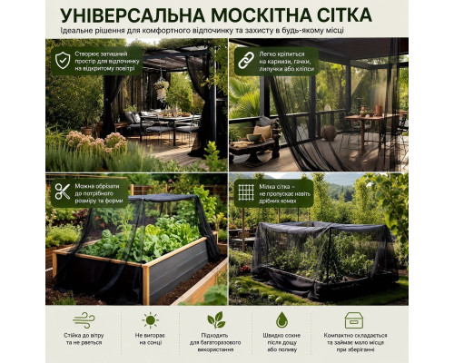 Універсальна захисна москітна сітка Mesh для саду, теплиць та альтанок (розмір - 300 х 400 см)
