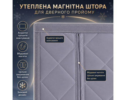 Утеплена магнітна термоштора на двері з оглядовим вікном (розмір 120 x 200 см)