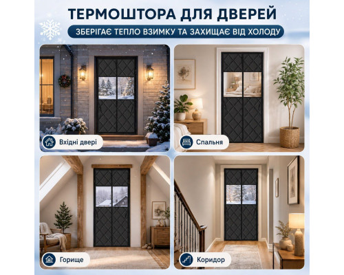 Теплозберігаюча термоштора з прозорим вікном з магнітним закриванням для дверей 100 x 200 см